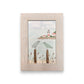 Stratford Point Lighthouse Sea Glass Birds on Watercolor Print - Framed White Washed 7-1/2-in Vertical - Mellow Monkey