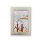 Stratford Point Lighthouse Sea Glass Birds on Watercolor Print - Framed Teal 7-1/4-in - Mellow Monkey