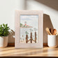 Stratford Point Lighthouse Sea Glass Birds on Watercolor Print - Framed White Washed 7-1/2-in Vertical - Mellow Monkey