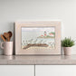 Stratford Point Lighthouse Sea Glass Birds on Watercolor Print - Framed White Washed 7-1/2-in Horizontal - Mellow Monkey