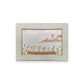 Stratford Point Lighthouse Sea Glass Birds on Watercolor Print - Framed Teal 7-1/4-in Horizontal - Mellow Monkey