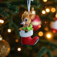 Nostalgic Baby Deer in Boot Personalized Ornament: Red & Green - Mellow Monkey