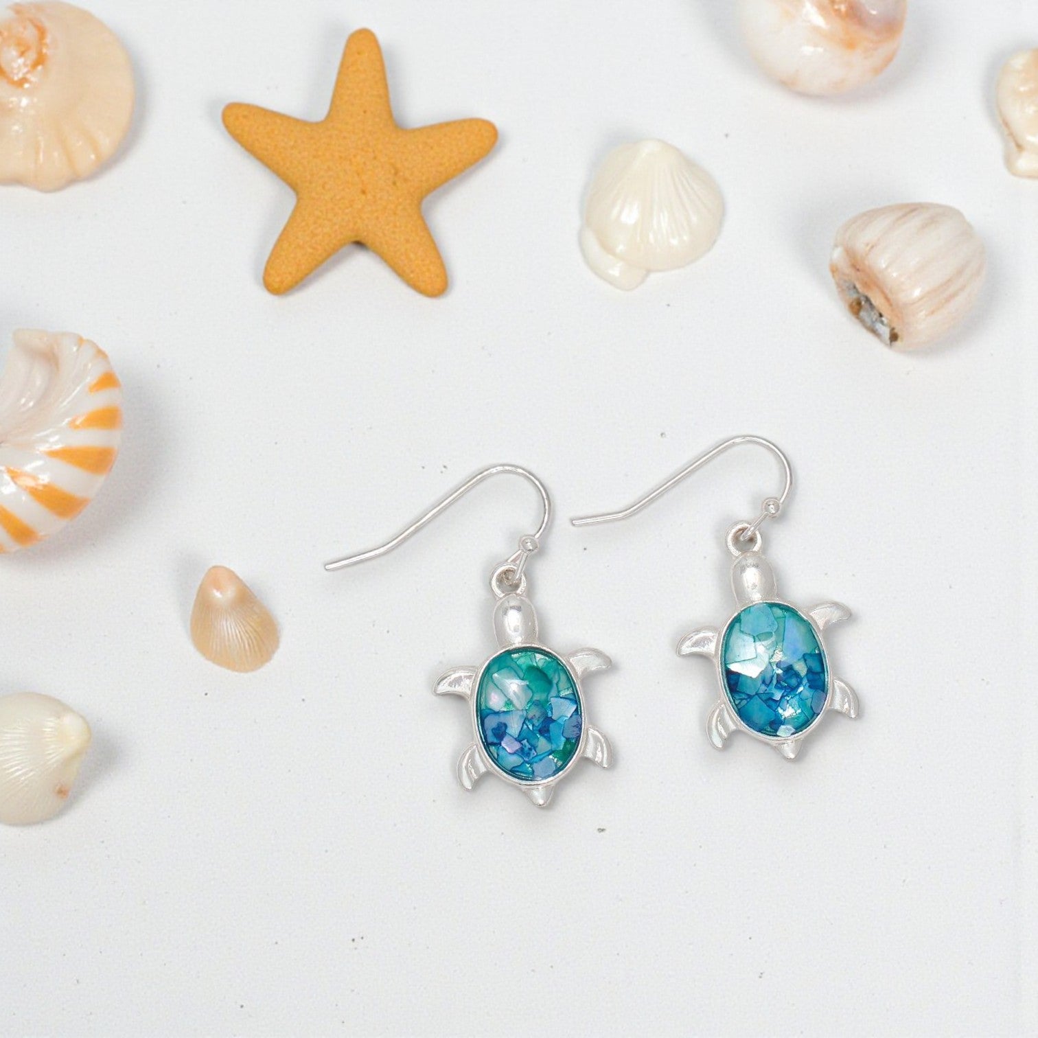 Turtles With Blue Shell Inlay - Earrings - Mellow Monkey