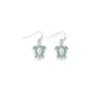 Silver Turtles With Aqua Crystals - Earrings - Mellow Monkey