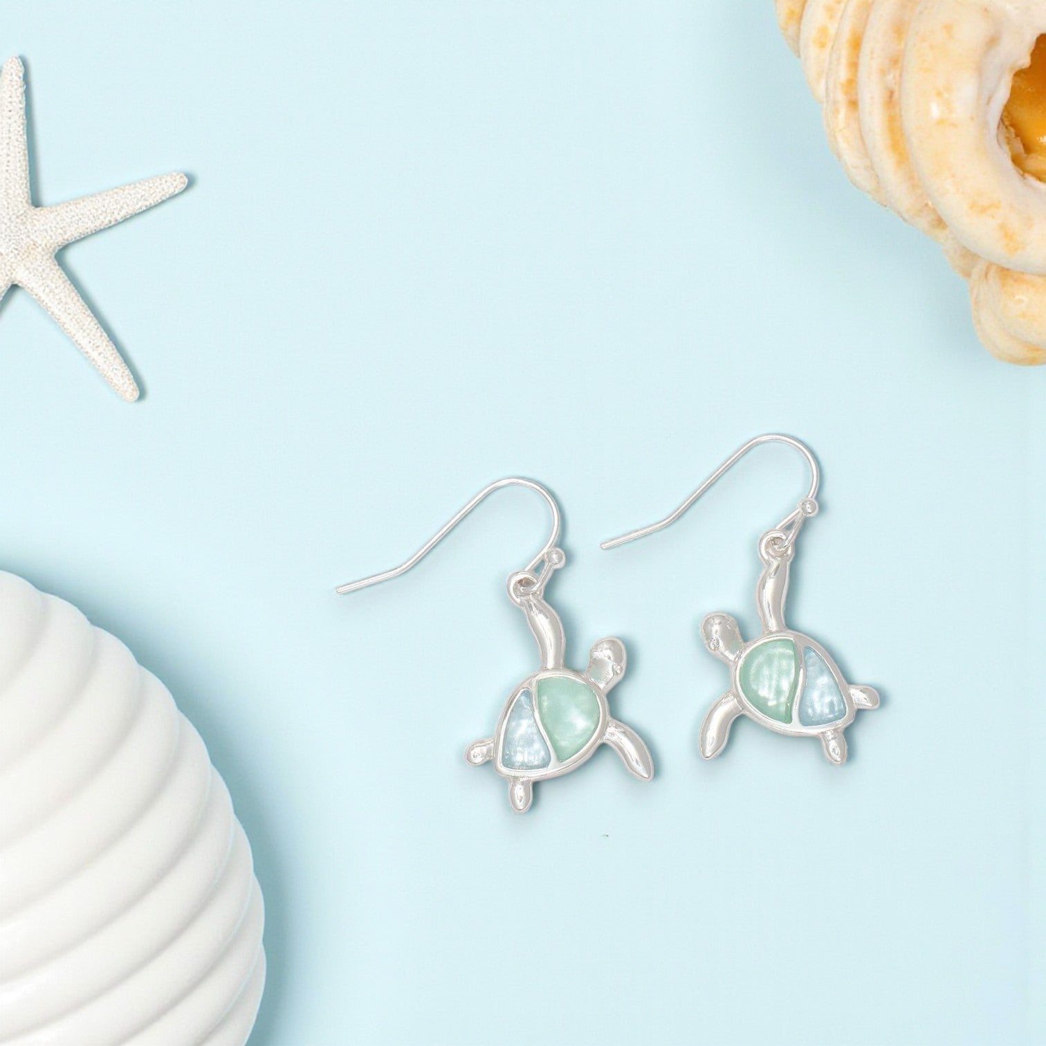 Beautiful Mint And Aqua Turtles - Earrings - Mellow Monkey