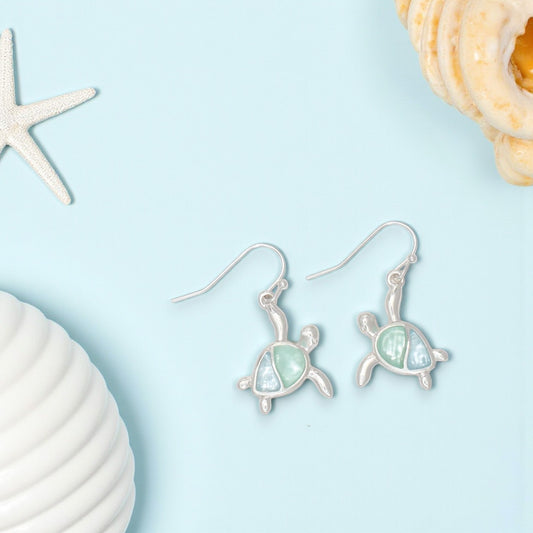 Beautiful Mint And Aqua Turtles - Earrings - Mellow Monkey