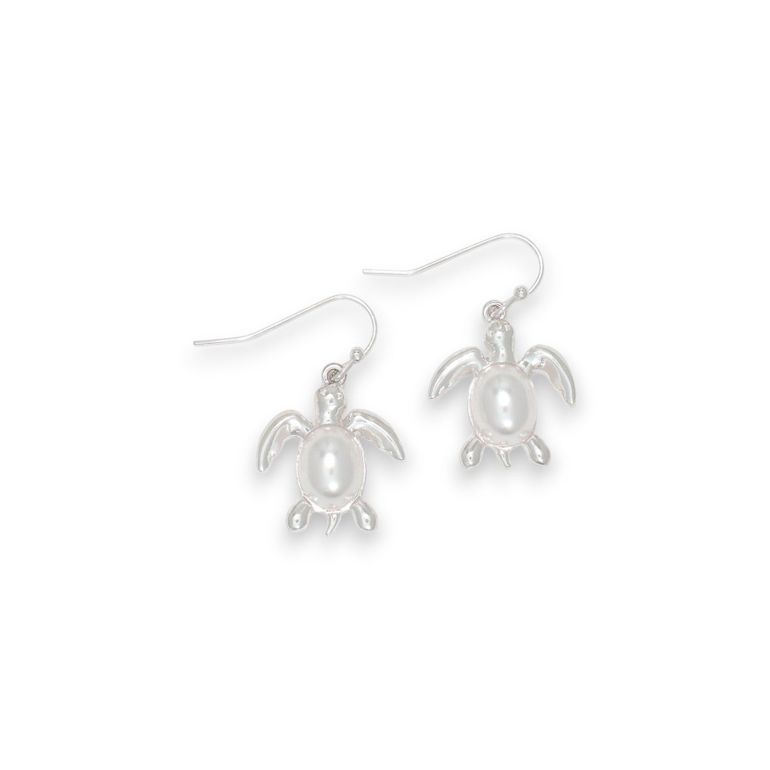 Stylish Silver Turtles With Pearls - Earrings - Mellow Monkey