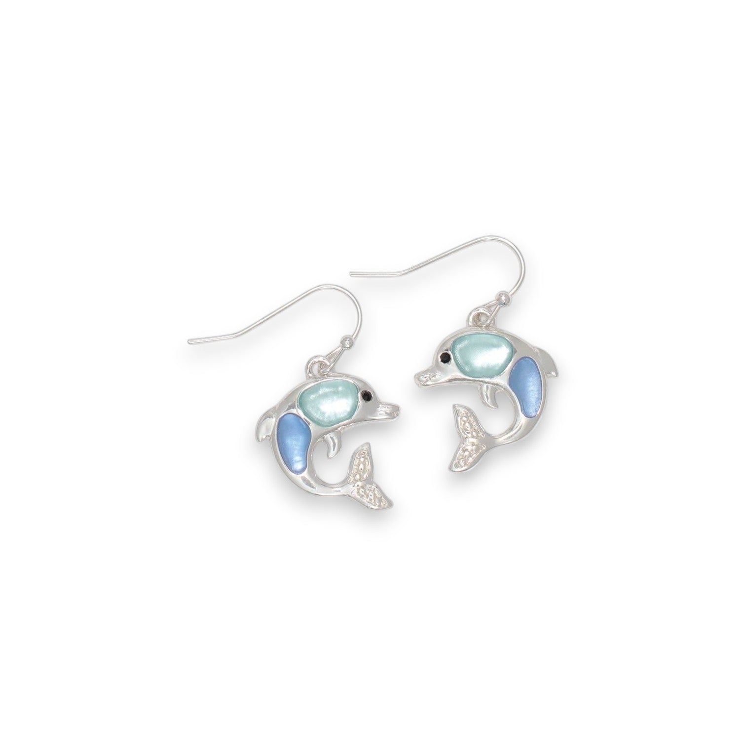 Shimmery Blue Dolphins With Crystals - Earrings - Mellow Monkey