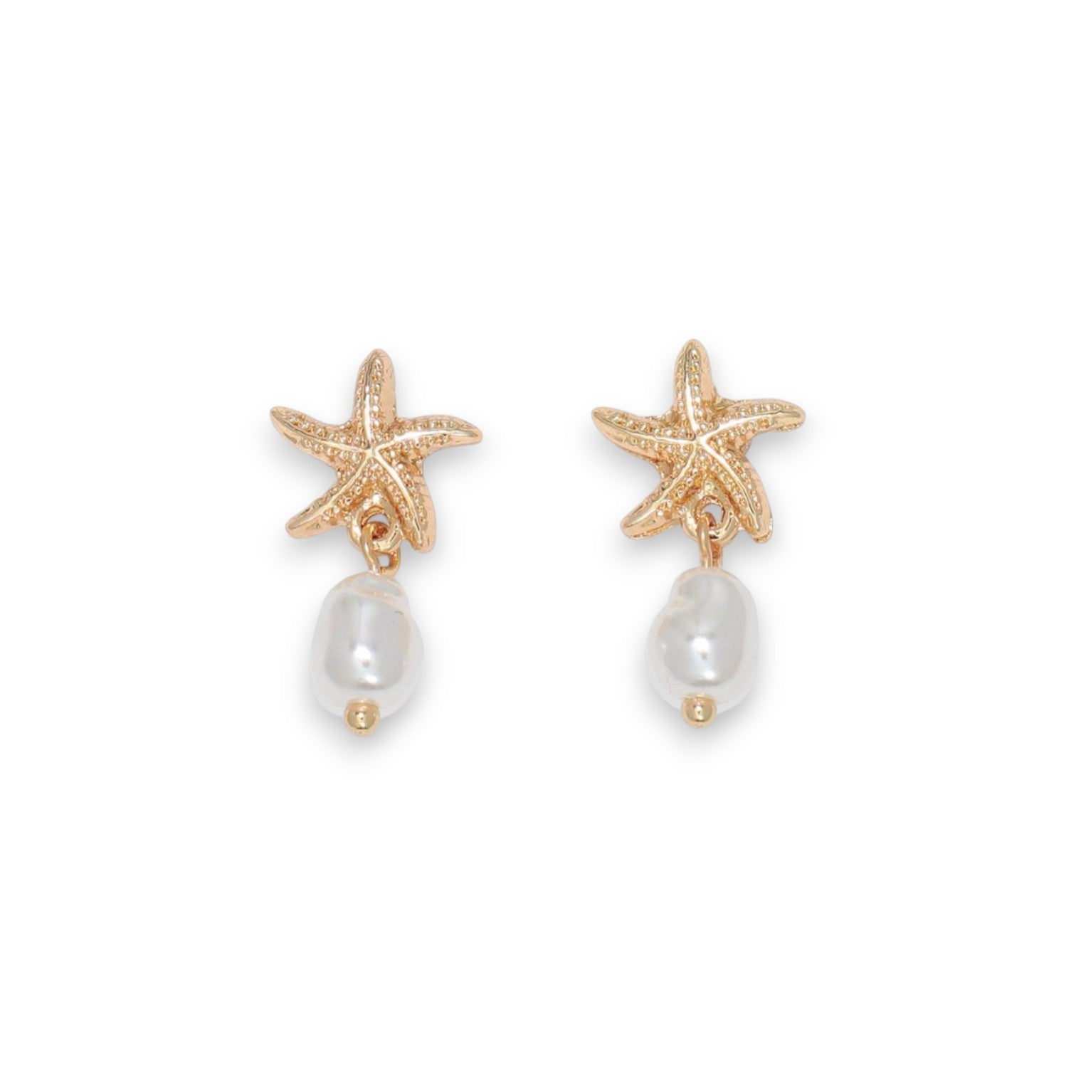 Dainty Starfish With Pearl Drops - Earrings - Mellow Monkey