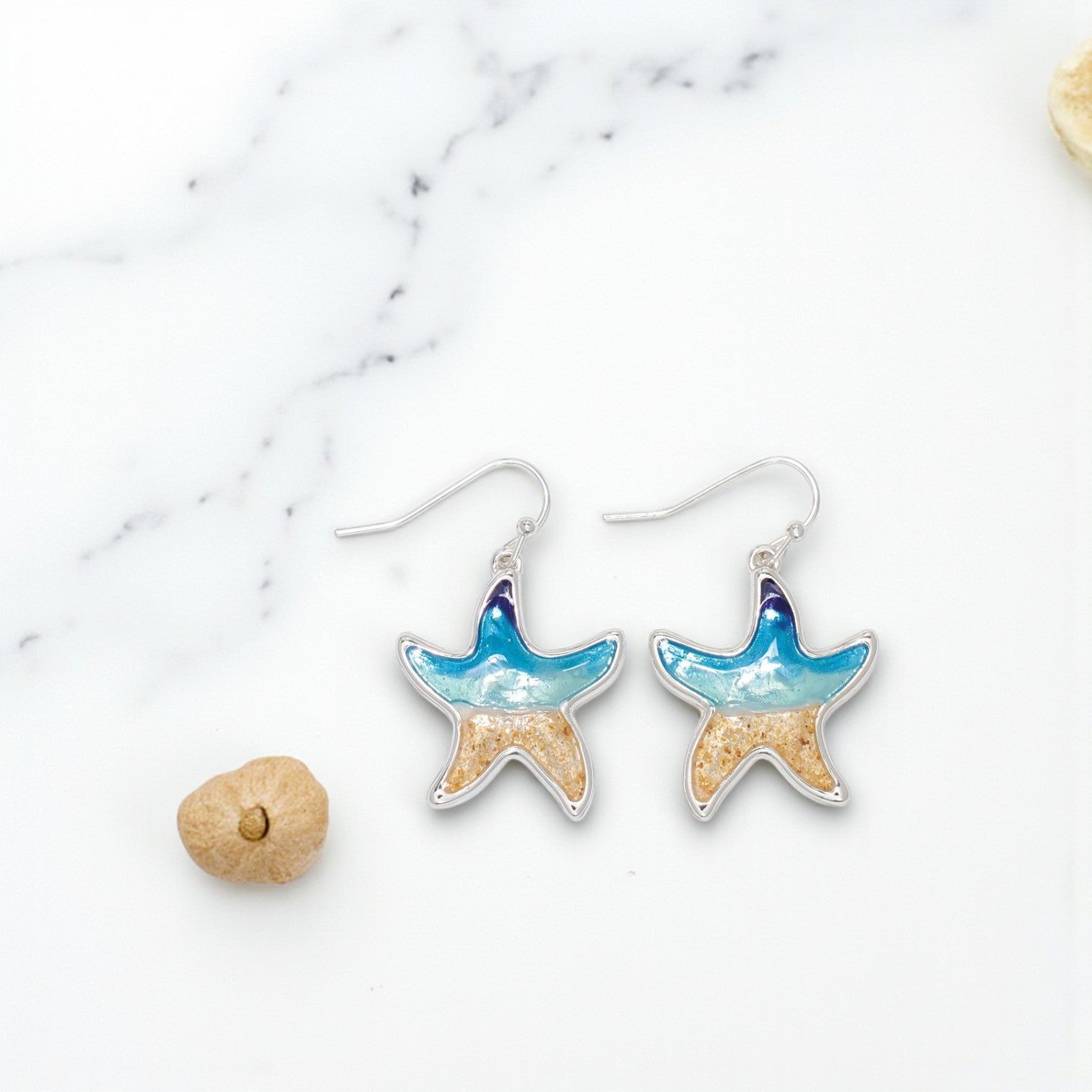 Sandy Beach Scene Starfish - Earrings - Mellow Monkey