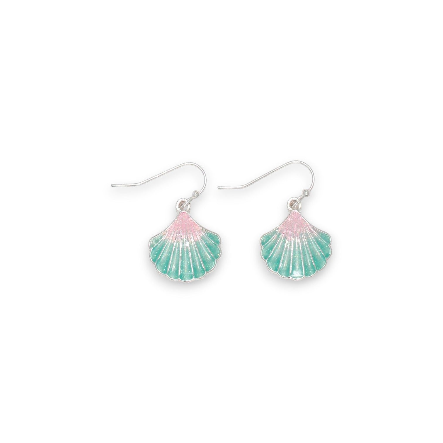 Glittery Blush And Mint Shells - Earrings - Mellow Monkey