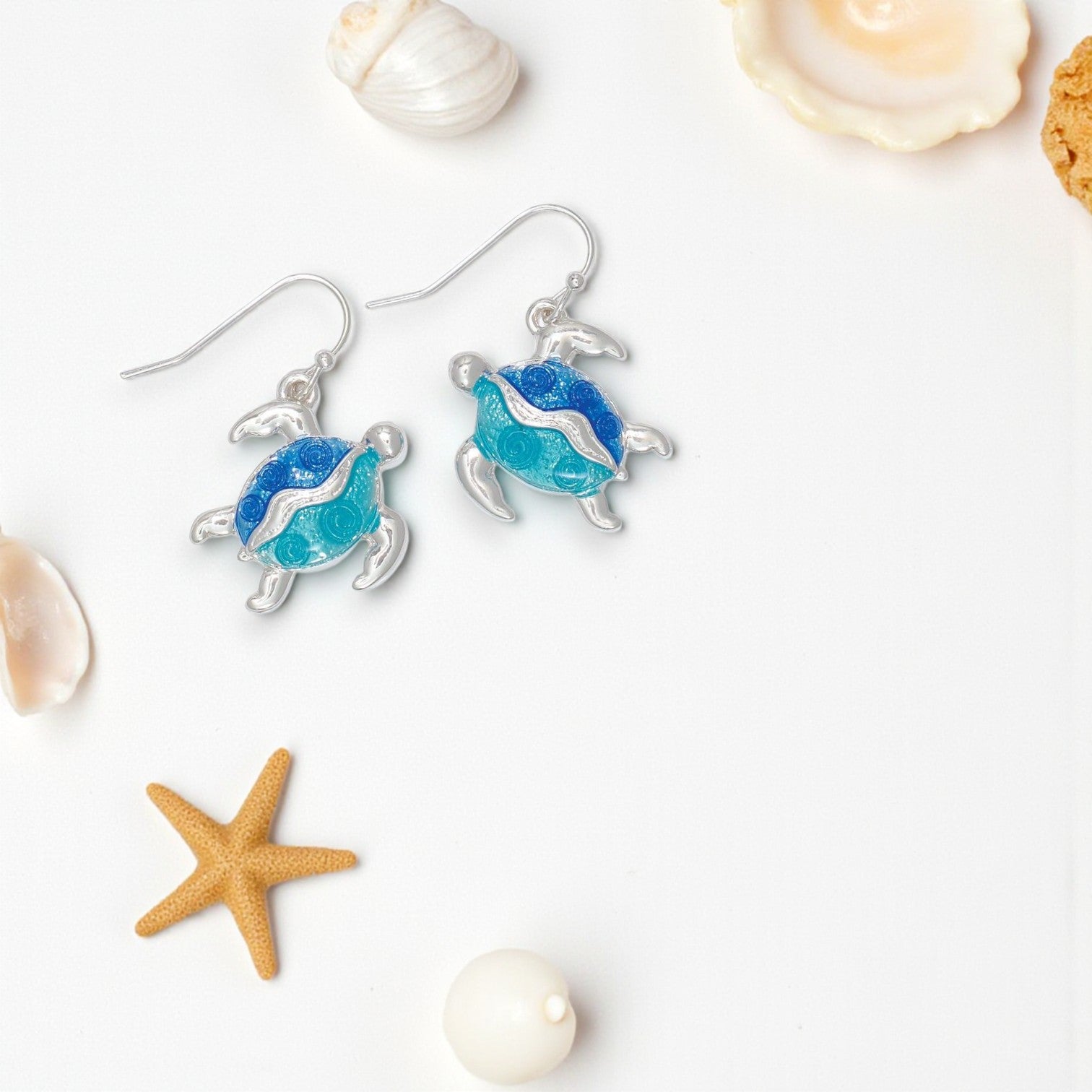 Fun Blue And Aqua Turtles - Earrings - Mellow Monkey