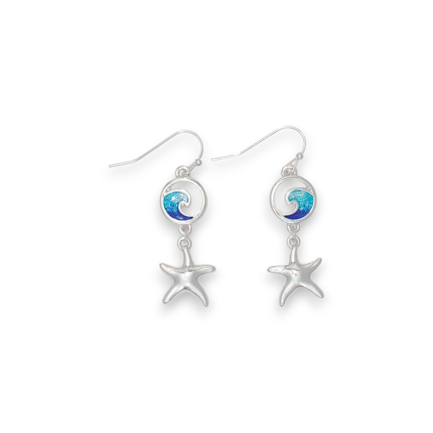 Shimmering Wave And Starfish - Earrings - Mellow Monkey