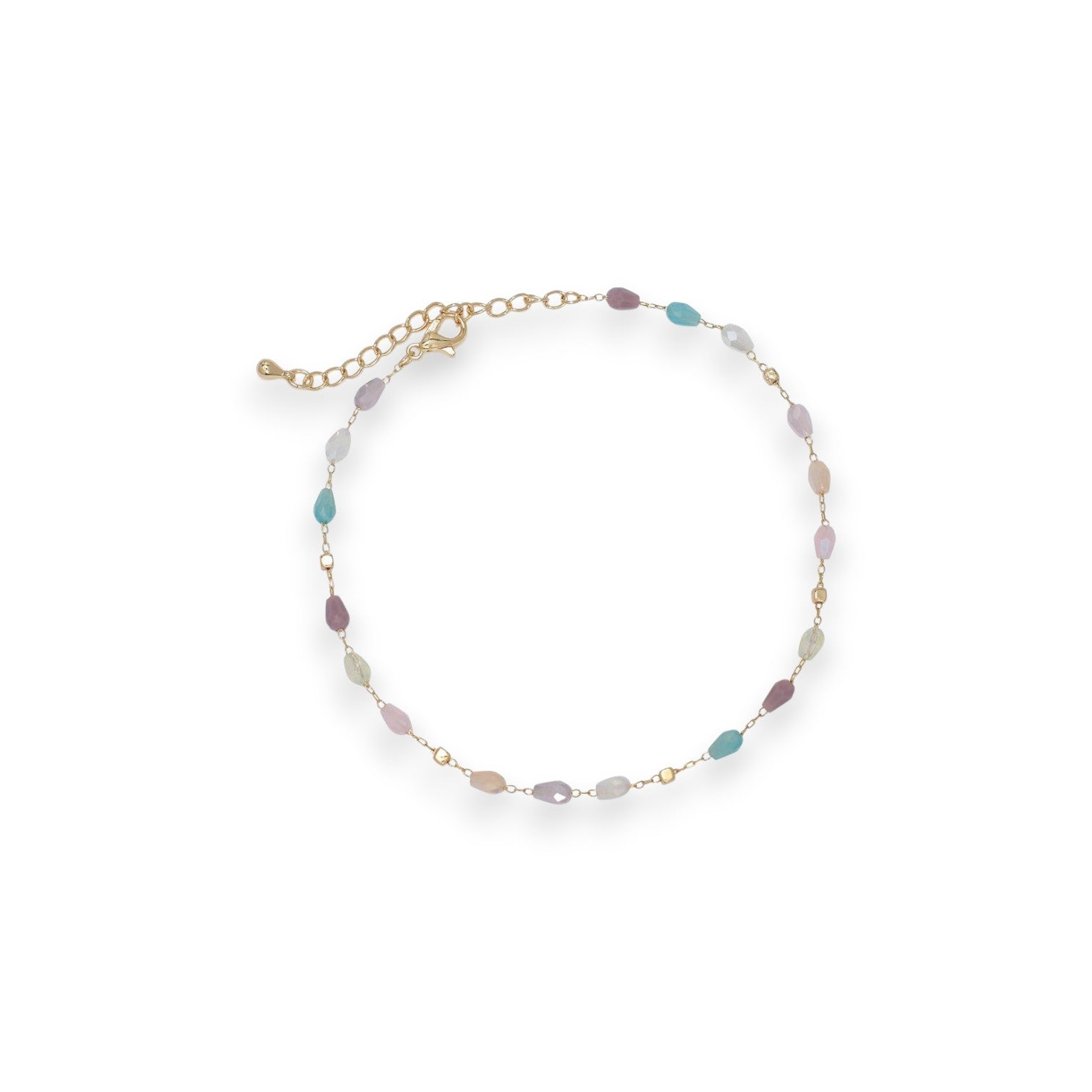 Faceted Multi-Colored Beads With Gold - Anklet - Mellow Monkey