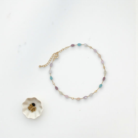Faceted Multi-Colored Beads With Gold - Anklet - Mellow Monkey