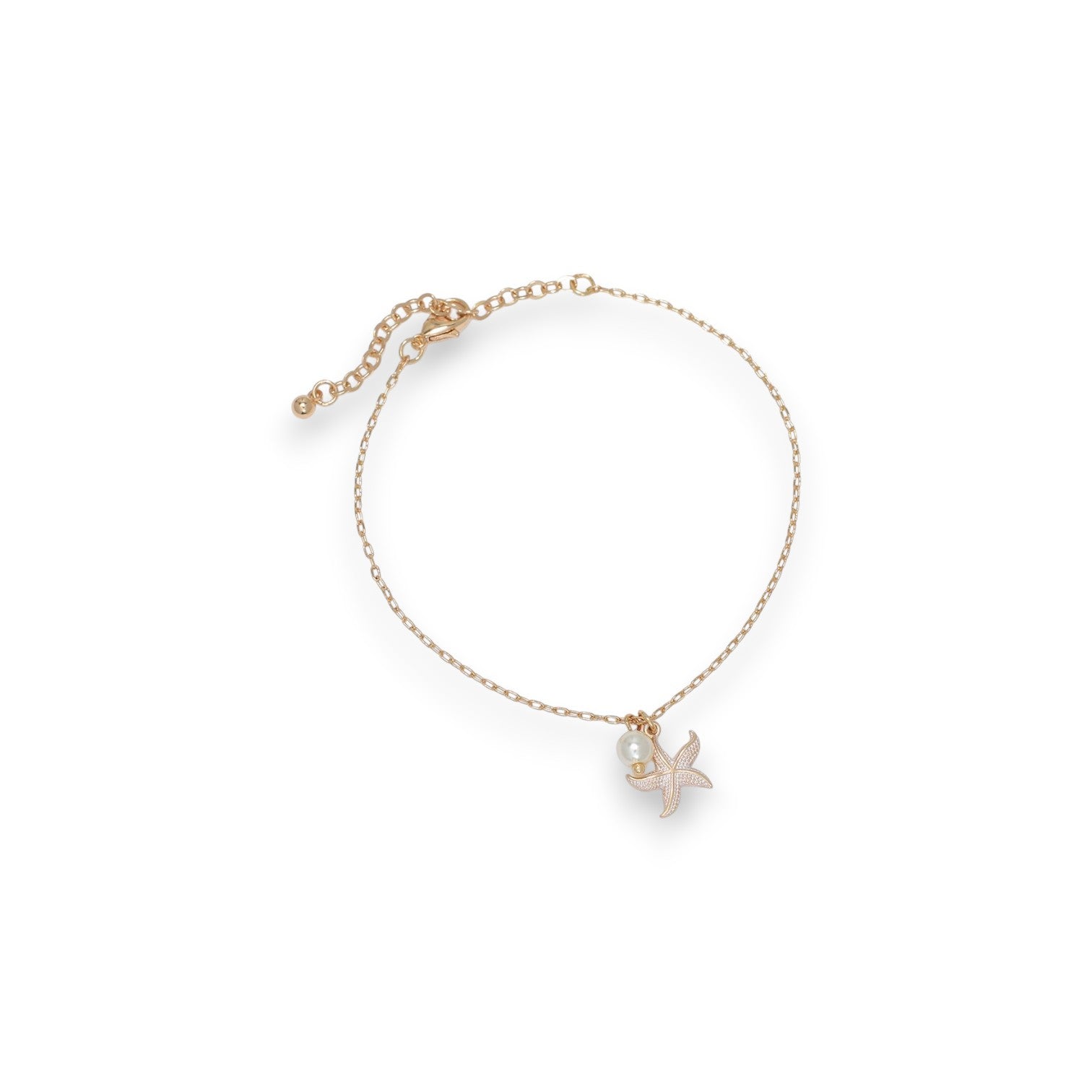 Gold Starfish With Pearl - Anklet - Mellow Monkey