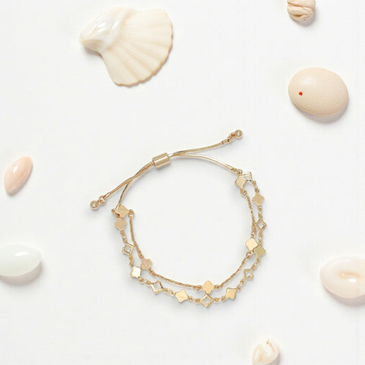 Two Gold Strands Of Small Clovers - Bracelet - Mellow Monkey