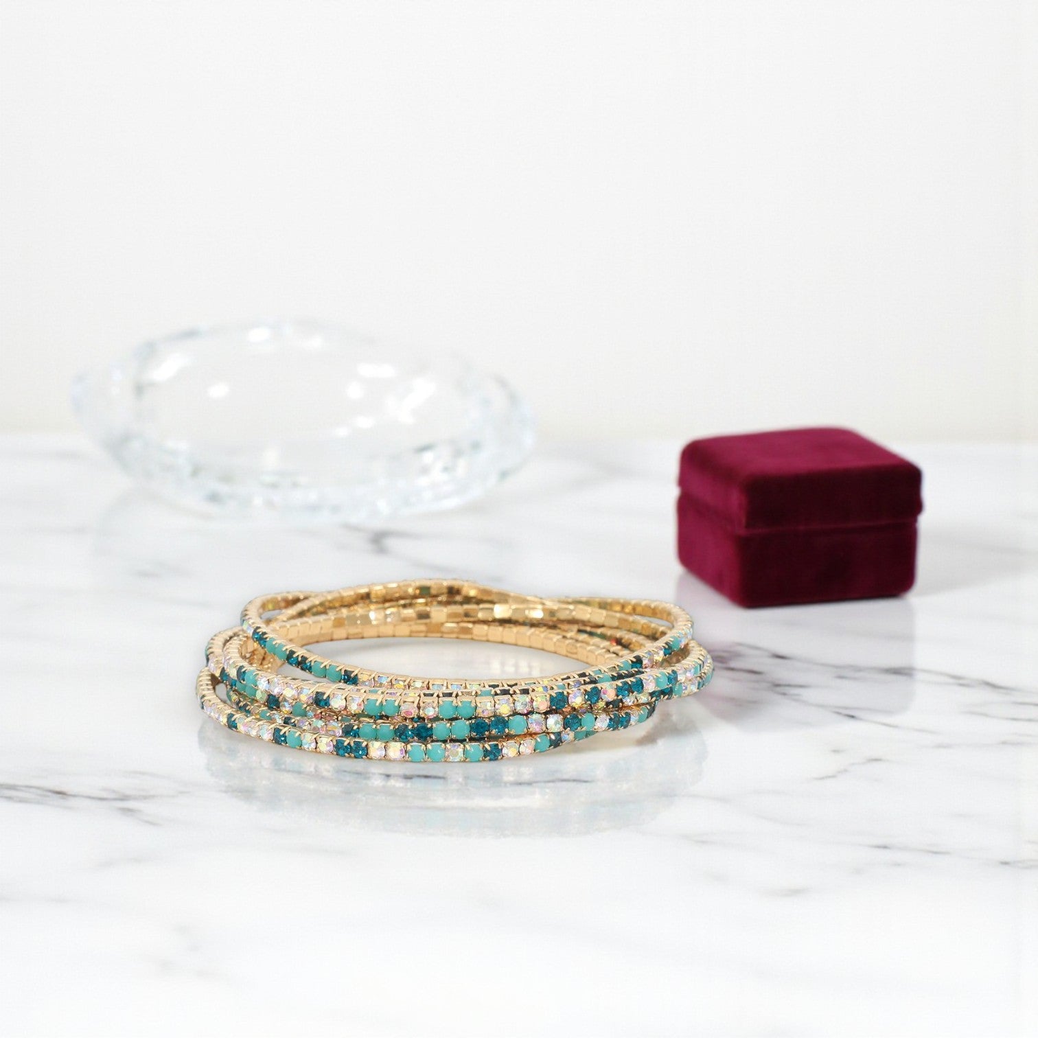 Gold With Aqua And Turquoise - Bracelet - Mellow Monkey