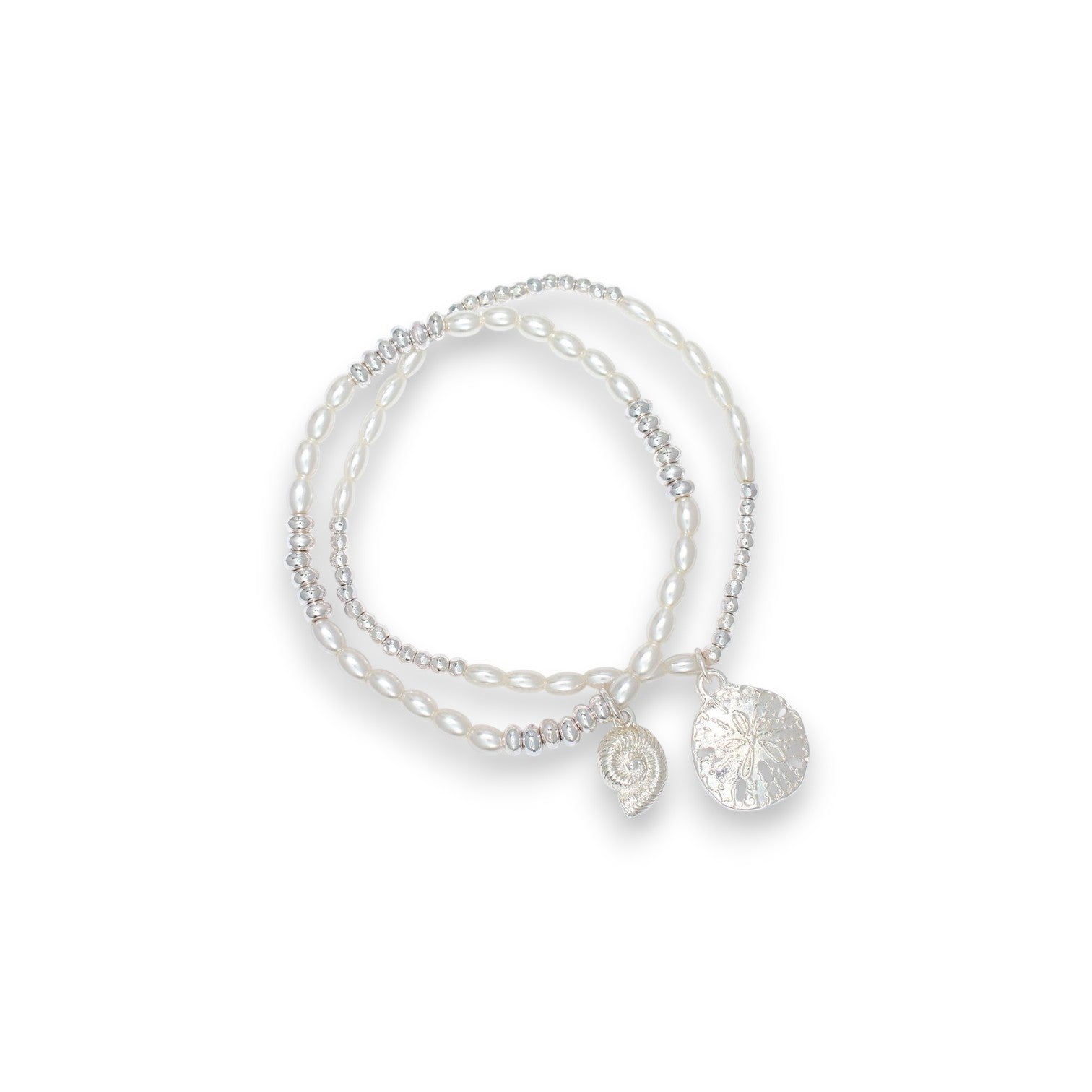 Silver Sand Dollar With Pearl - Bracelet - Mellow Monkey
