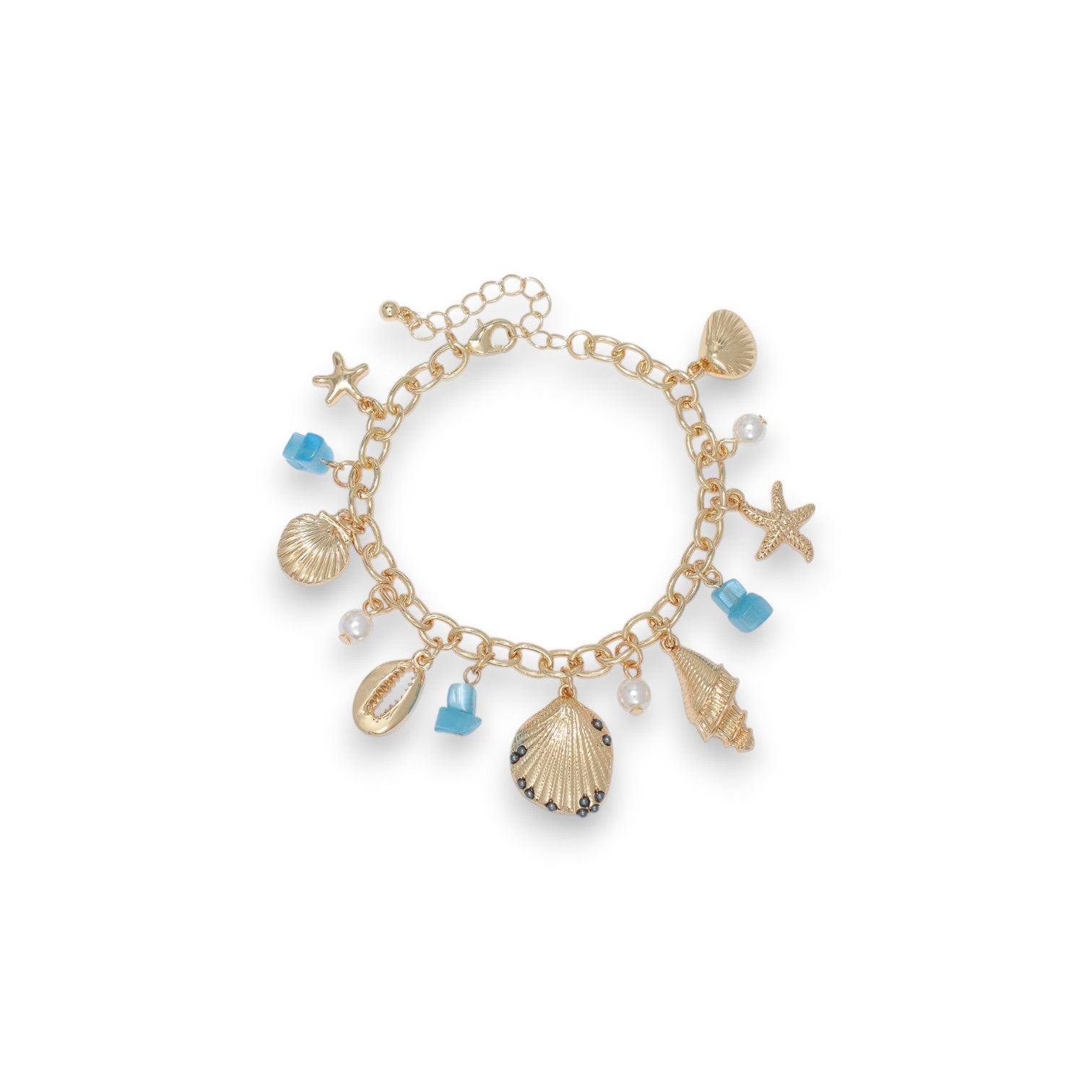 Gold Sealife Charms With Pearls And Sea Glass - Bracelet - Mellow Monkey