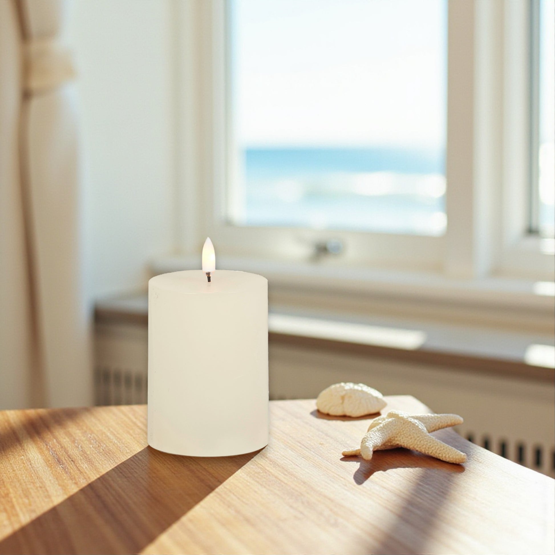 Flameless Ivory Pillar Candle - 3-in x 4-in - Mellow Monkey