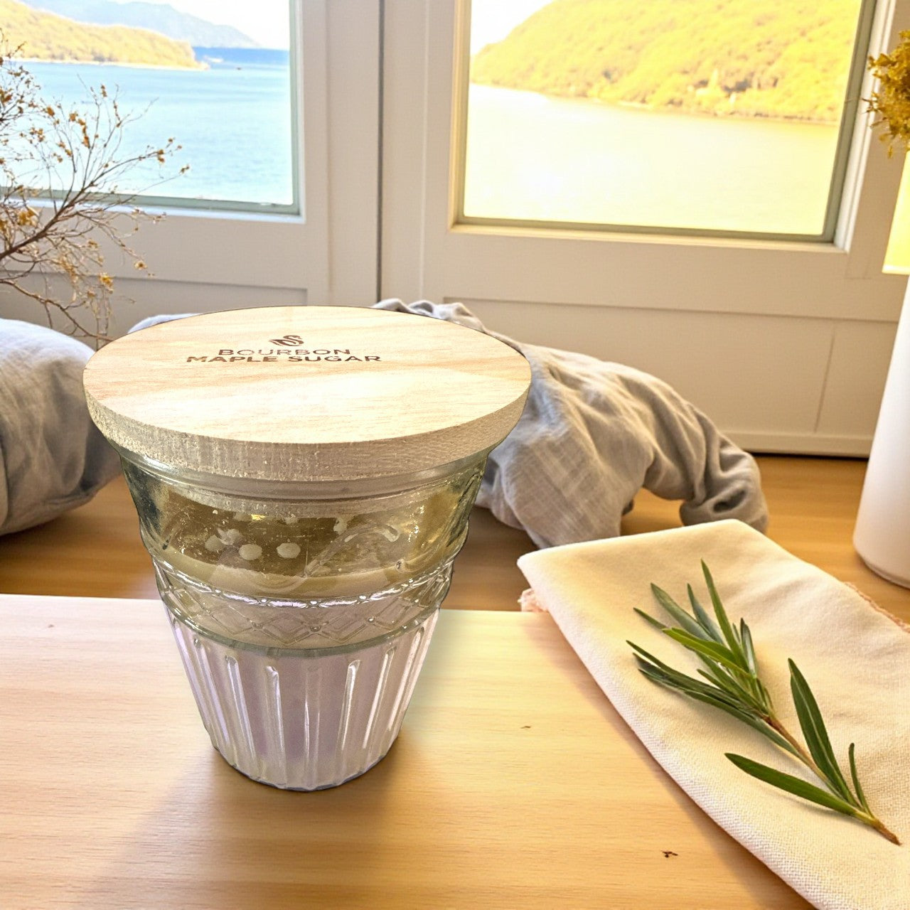 Bourbon Maple Sugar - Swan Creek Timeless Crystal Jar 100% Soy Candle 12-oz - Mellow Monkey