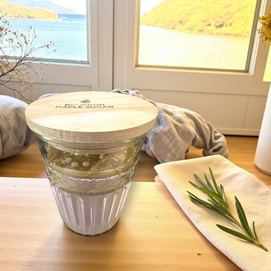 Bourbon Maple Sugar - Swan Creek Timeless Crystal Jar 100% Soy Candle 12-oz - Mellow Monkey