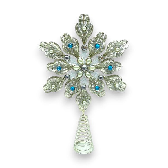 Jeweled Snowflake Tree Topper -12-in - December Diamonds - Mellow Monkey