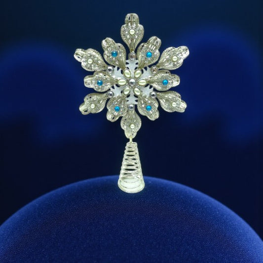 Jeweled Snowflake Tree Topper -12-in - December Diamonds - Mellow Monkey