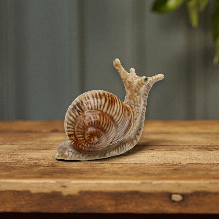 Helix Garden Snail Porcelain Decorative Figurine Miniature - Mellow Monkey