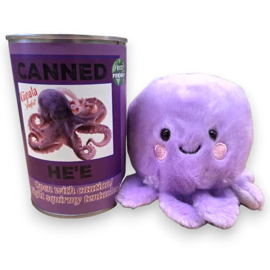 Hawaiian Canned He'e - Stuffed Octopus Plush With Jokes Amd Pop Top Lid - Mellow Monkey