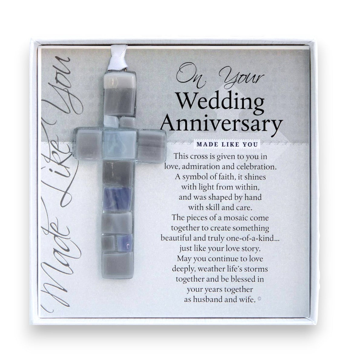 Handmade Glass Mosaic Wedding Anniversary Cross - Mellow Monkey