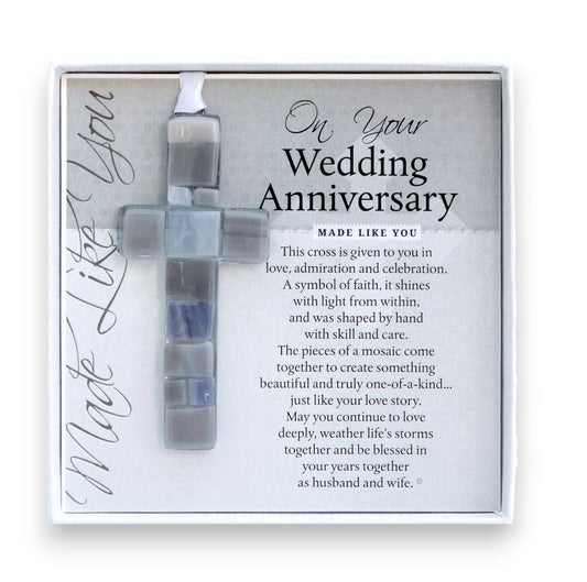 Handmade Glass Mosaic Wedding Anniversary Cross - Mellow Monkey