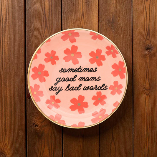 Sometimes Good Moms - Floral Round Trinket Tray - Mellow Monkey