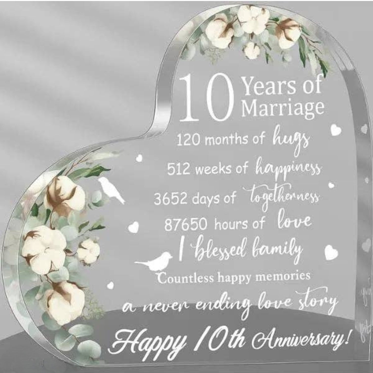 10th Anniversary Gift – Crystal Heart Keepsake - 3.75-in - Mellow Monkey