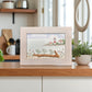 Stratford Point Lighthouse Sea Glass Birds on Watercolor Print - Framed White Washed 7-1/2-in Horizontal - Mellow Monkey