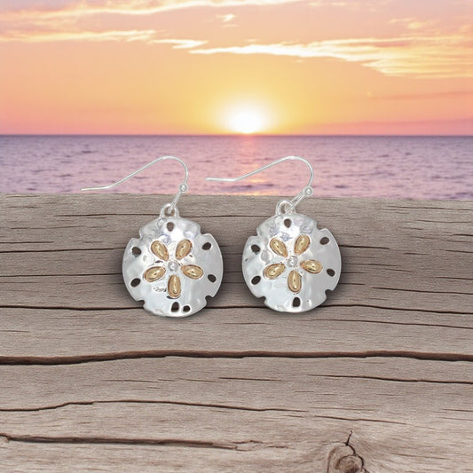 Two Tone Sand Dollar - Earrings - Mellow Monkey