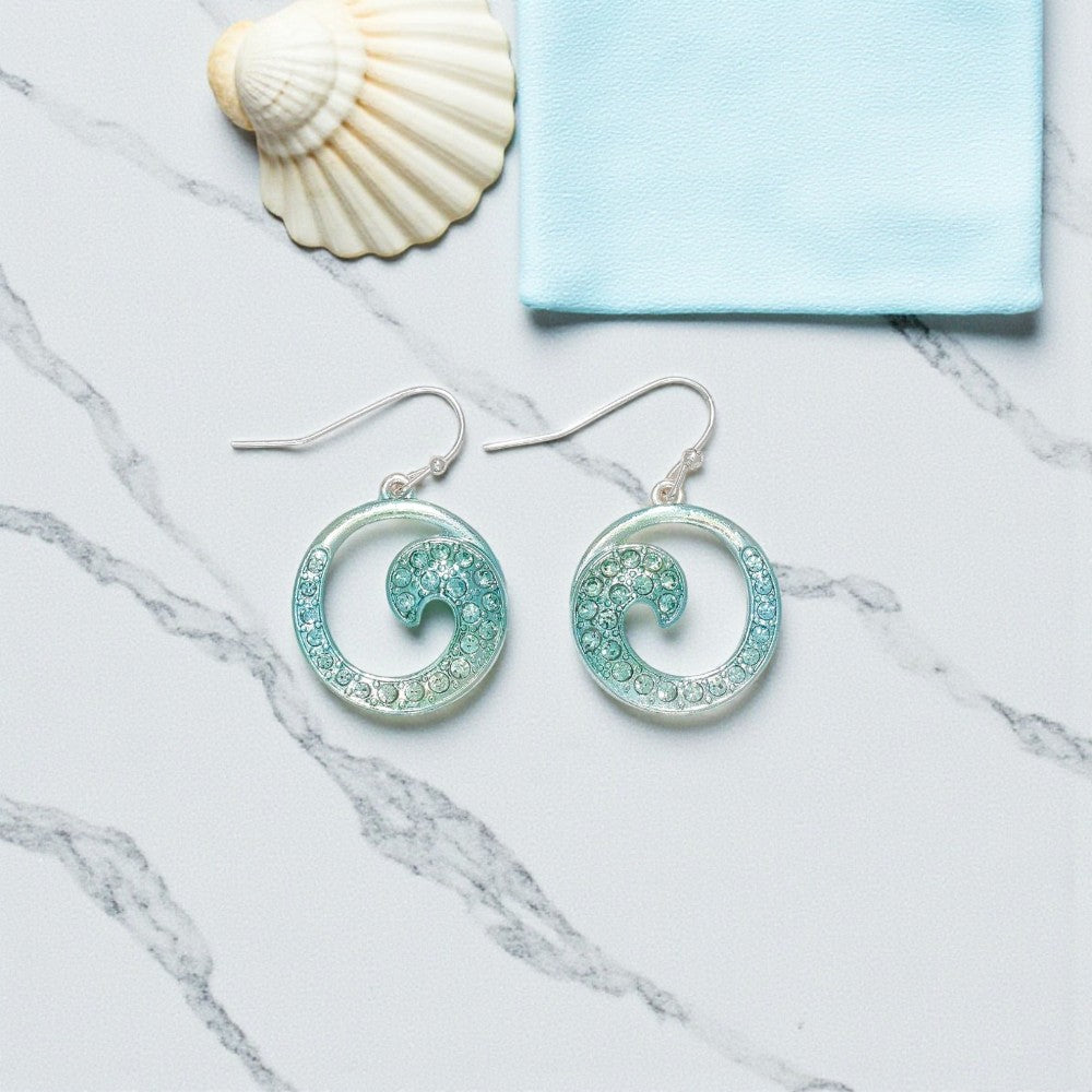 Aqua Metallic Open Waves - Earrings - Mellow Monkey