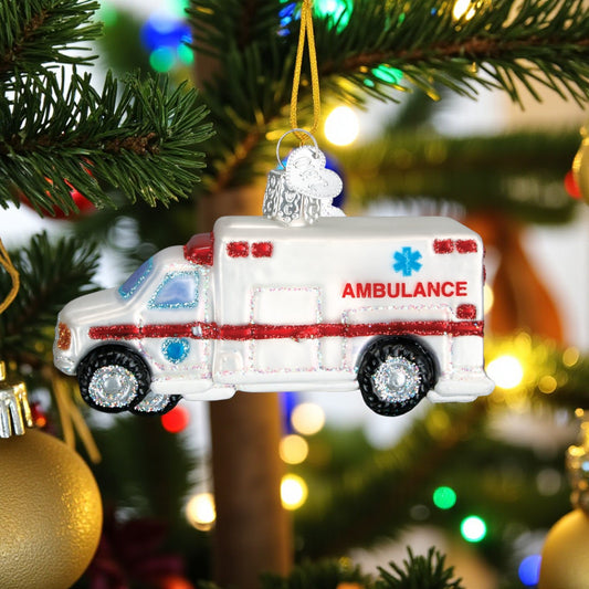 Ambulance - Old World Christmas Blown Glass Holiday Ornament - Mellow Monkey