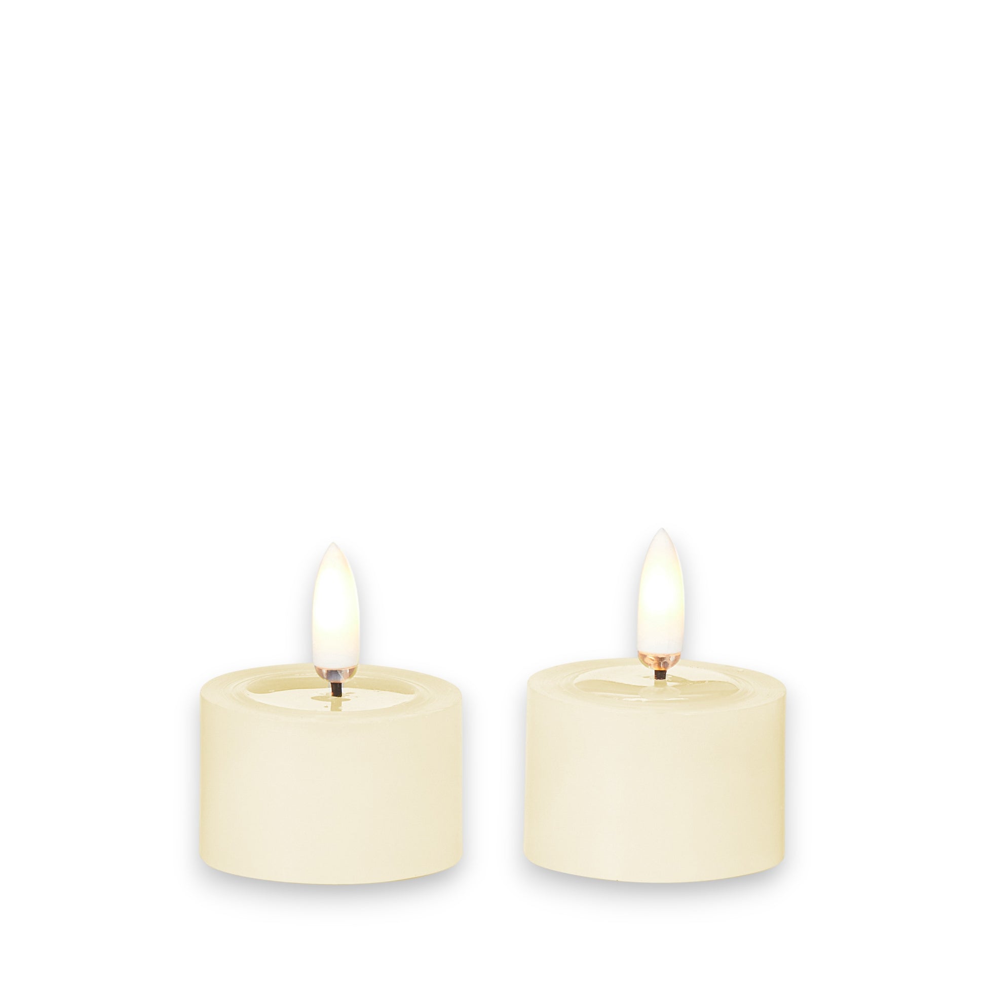 Flameless Ivory Tealights with Melted Top - Set of 2 - 1-3/4-in - Mellow Monkey