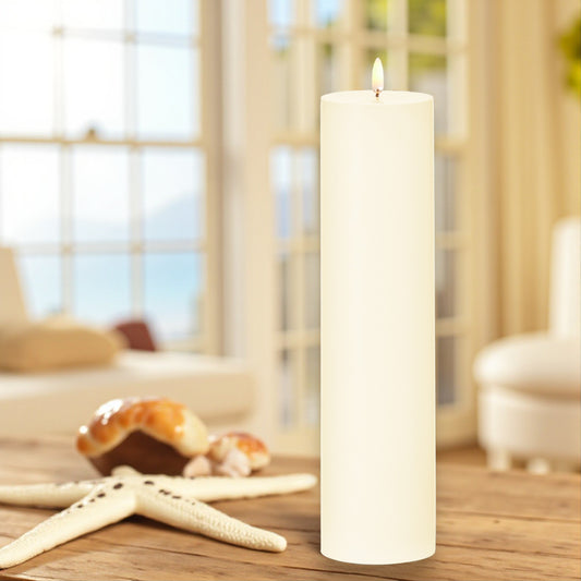 Flameless Ivory Pillar Candle - 3-in x 12-in - Mellow Monkey