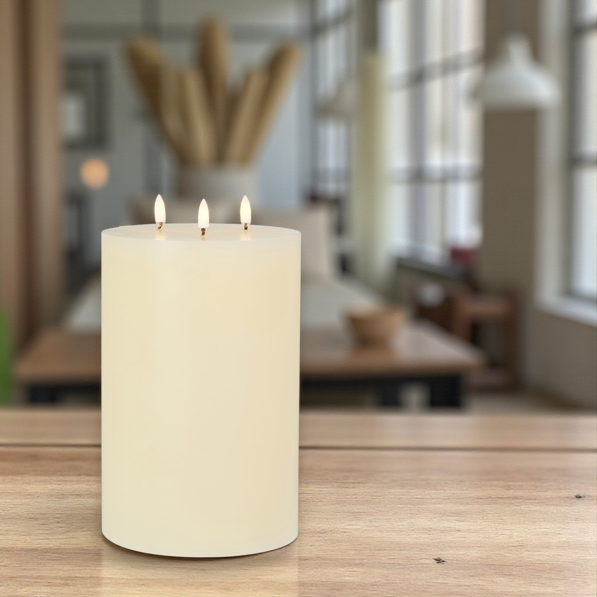 Flameless Ivory Triflame Candle - 6-in x 9-in - Mellow Monkey