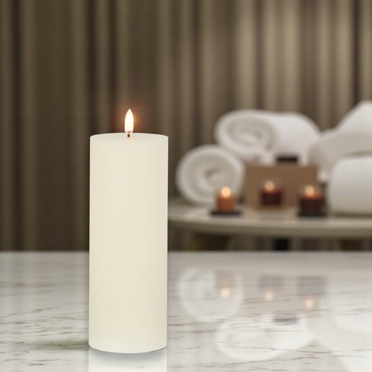 Flameless Ivory Pillar Candle - 3-in x 8-in - Mellow Monkey
