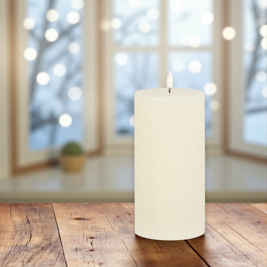 Flameless Ivory Pillar Candle - 3-1/2-in x 7-in - Mellow Monkey