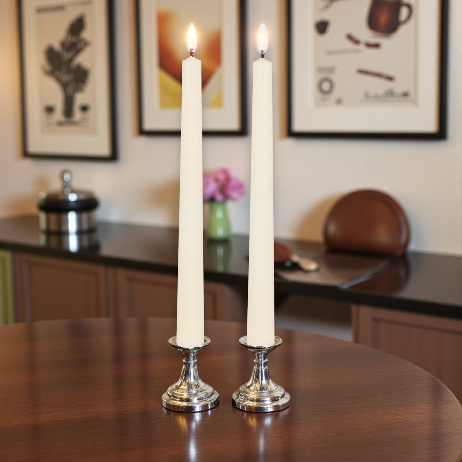 11-in Ivory Taper Flameless Candles - Set of 2 - Mellow Monkey