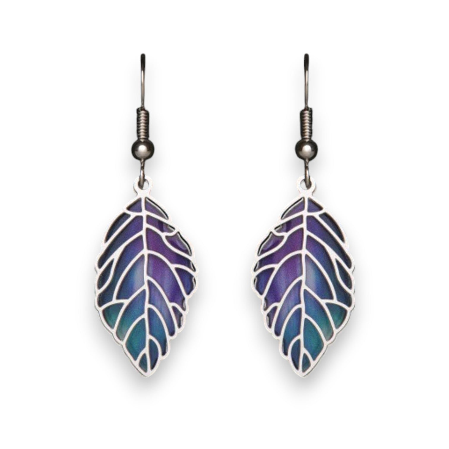 Northern Lights Veined Leaf Earrings - Mellow Monkey