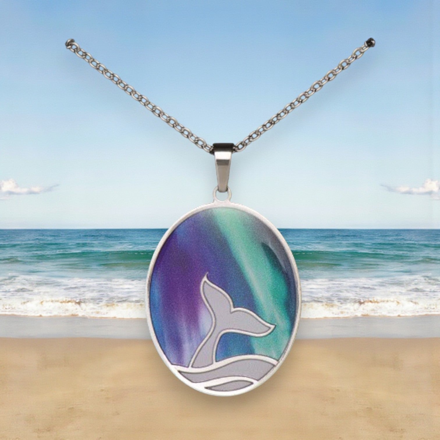 Northern Lights Magestic Whale Tail Necklace - Mellow Monkey