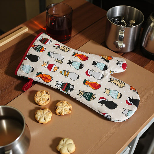 Christmas Cats in Waiting Oven Gauntlet - Mellow Monkey