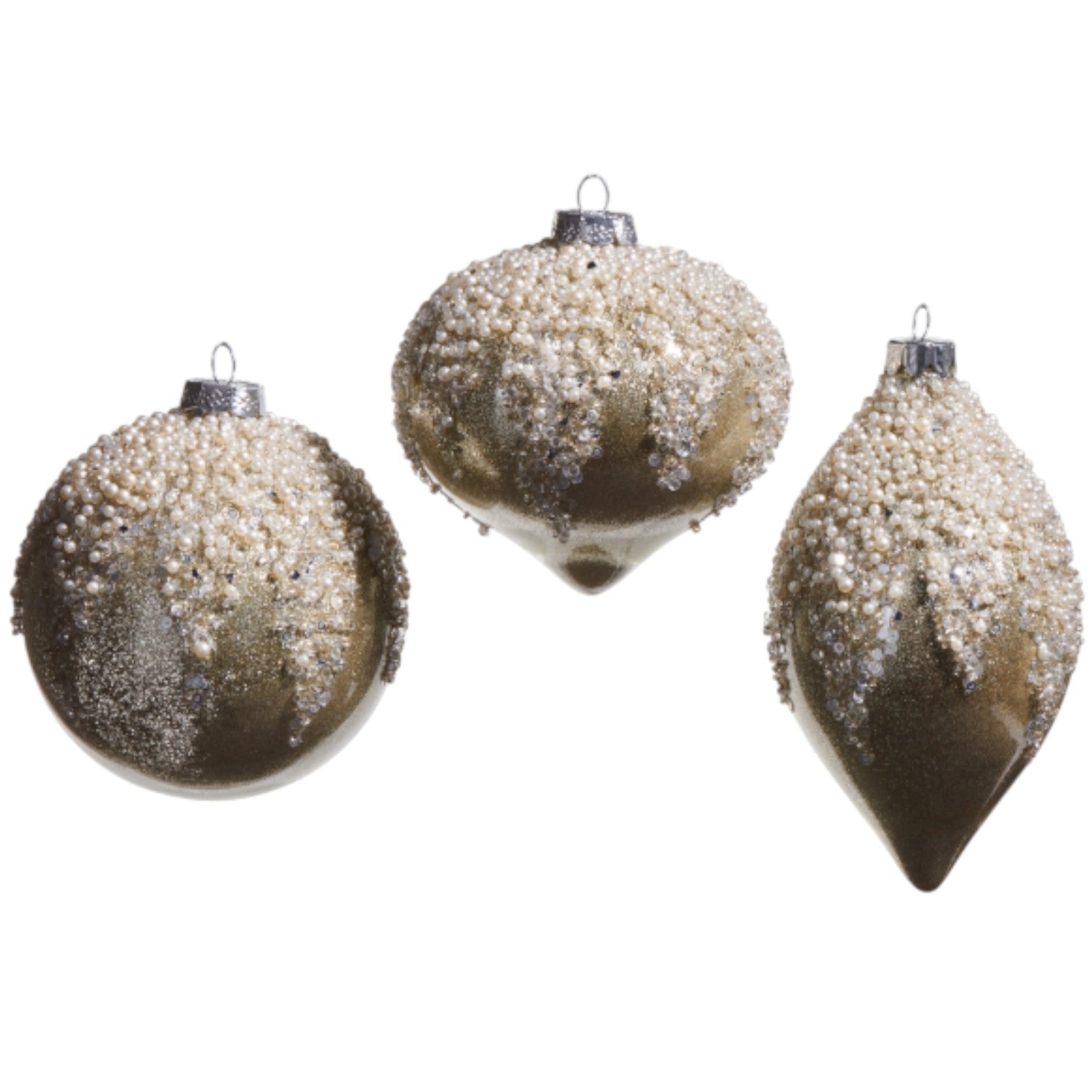 Pearl Frosted Taupe Ornament - 4-in. - Mellow Monkey