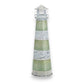 Seaside Green Striped Metal and Capiz Lighthouse - 15-in - Mellow Monkey